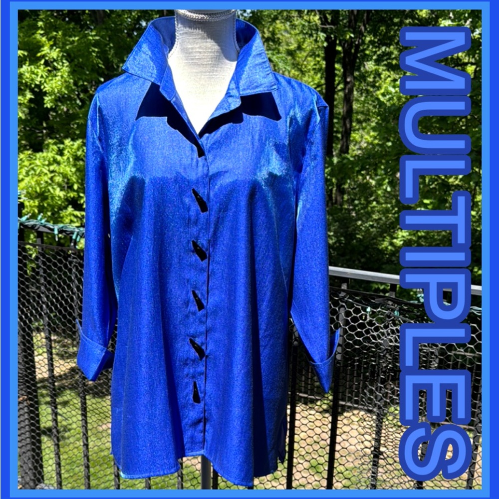 Multiples Electric Blue Top Jacket-Asymmetrical, … - image 1